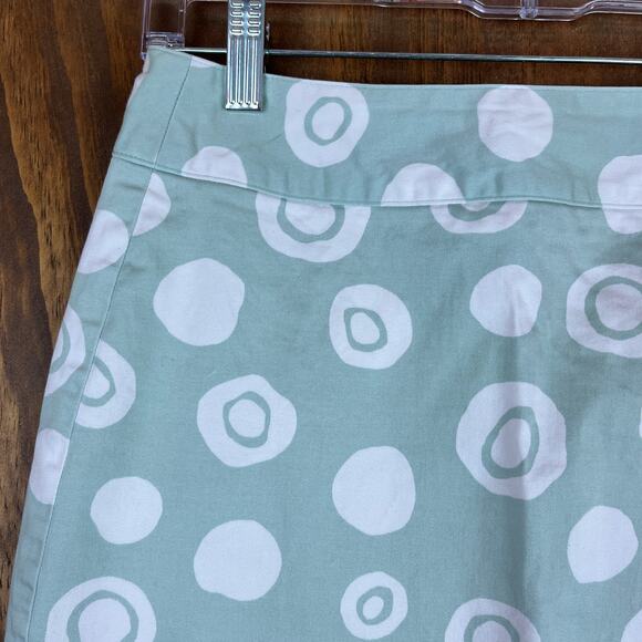 Talbots Womens Skirt Green White Polka Dot Pattern A-Line Stretch 8 Petite - Picture 2 of 12
